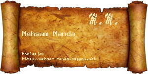 Mehsam Manda névjegykártya